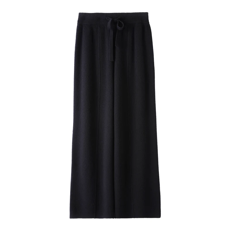 2026 Autumn Winter New  Women's High Waist Belted Pure Color Center Line Wide Leg Pants Casual Versatile Knitted Straight Leg...