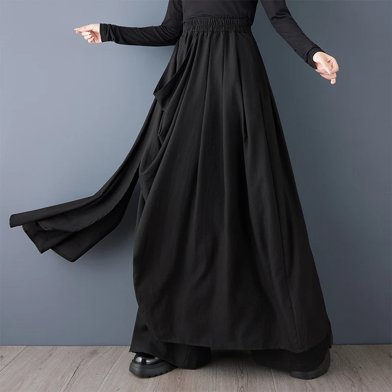 Black high Waist Oversized vintage Casual loose Long Spring autumn clothing wide leg Pants for Women 2025 Trousers Streetwear