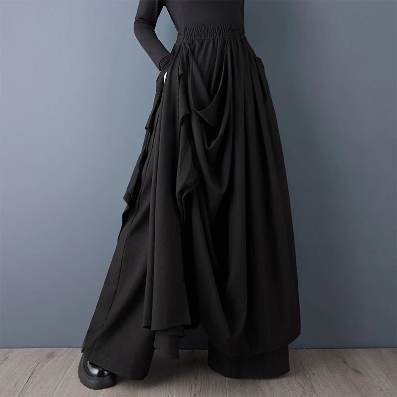 Black high Waist Oversized vintage Casual loose Long Spring autumn clothing wide leg Pants for Women 2025 Trousers Streetwear