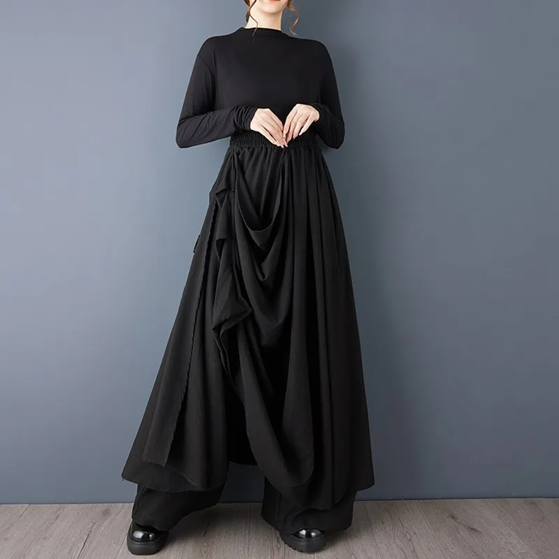 Black high Waist Oversized vintage Casual loose Long Spring autumn clothing wide leg Pants for Women 2025 Trousers Streetwear