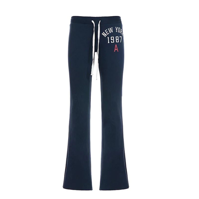 Korobov America Fashion Y2k Low Waist Slight Strech Letter Print All Match Streetwear Long Pants