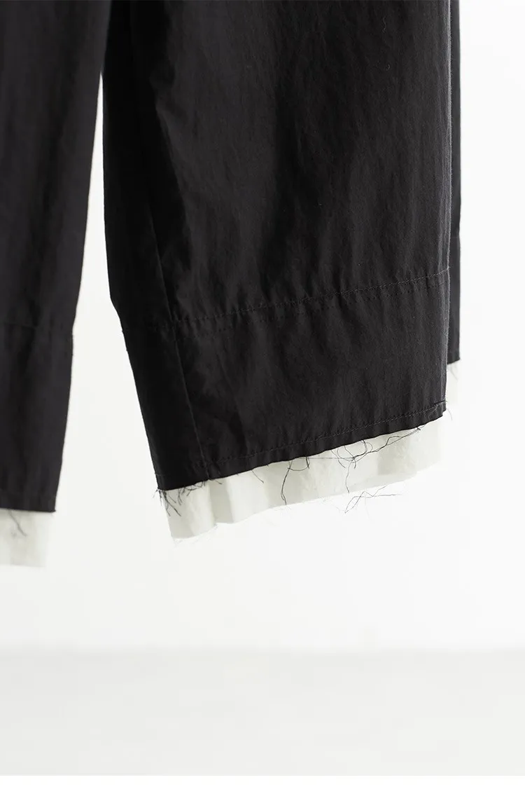 Color-Blocked Wide-Leg Pants, Cropped Pants for Women, Loose Plus-Size Pants, New Arrivals for Spring/Summer 2026