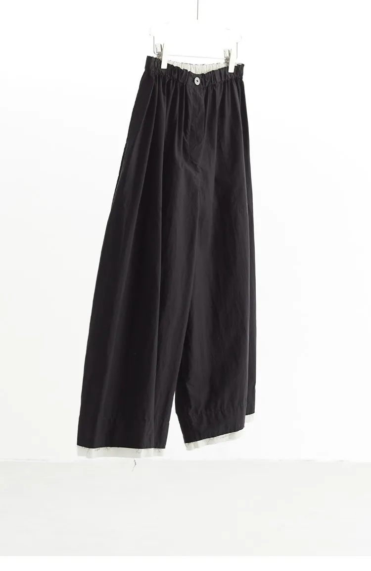 Color-Blocked Wide-Leg Pants, Cropped Pants for Women, Loose Plus-Size Pants, New Arrivals for Spring/Summer 2026