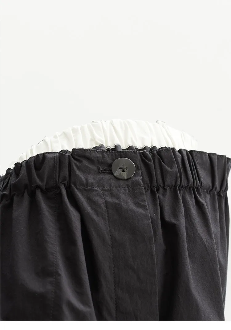 Color-Blocked Wide-Leg Pants, Cropped Pants for Women, Loose Plus-Size Pants, New Arrivals for Spring/Summer 2026