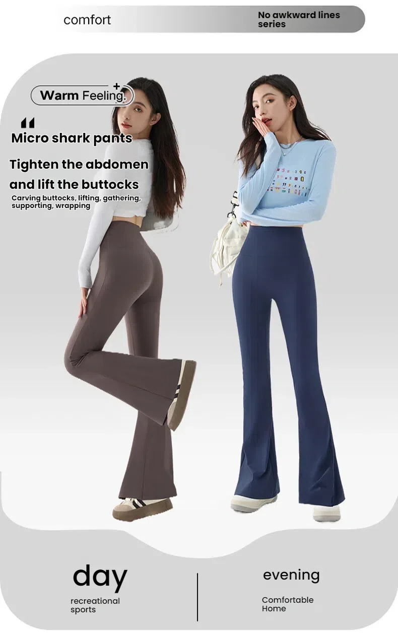 New High Waist Flared Shark Pants for Women Summer Stretchy Bootcut Shark Pants Retro Casual Trousers Streetwear Woman Clothes