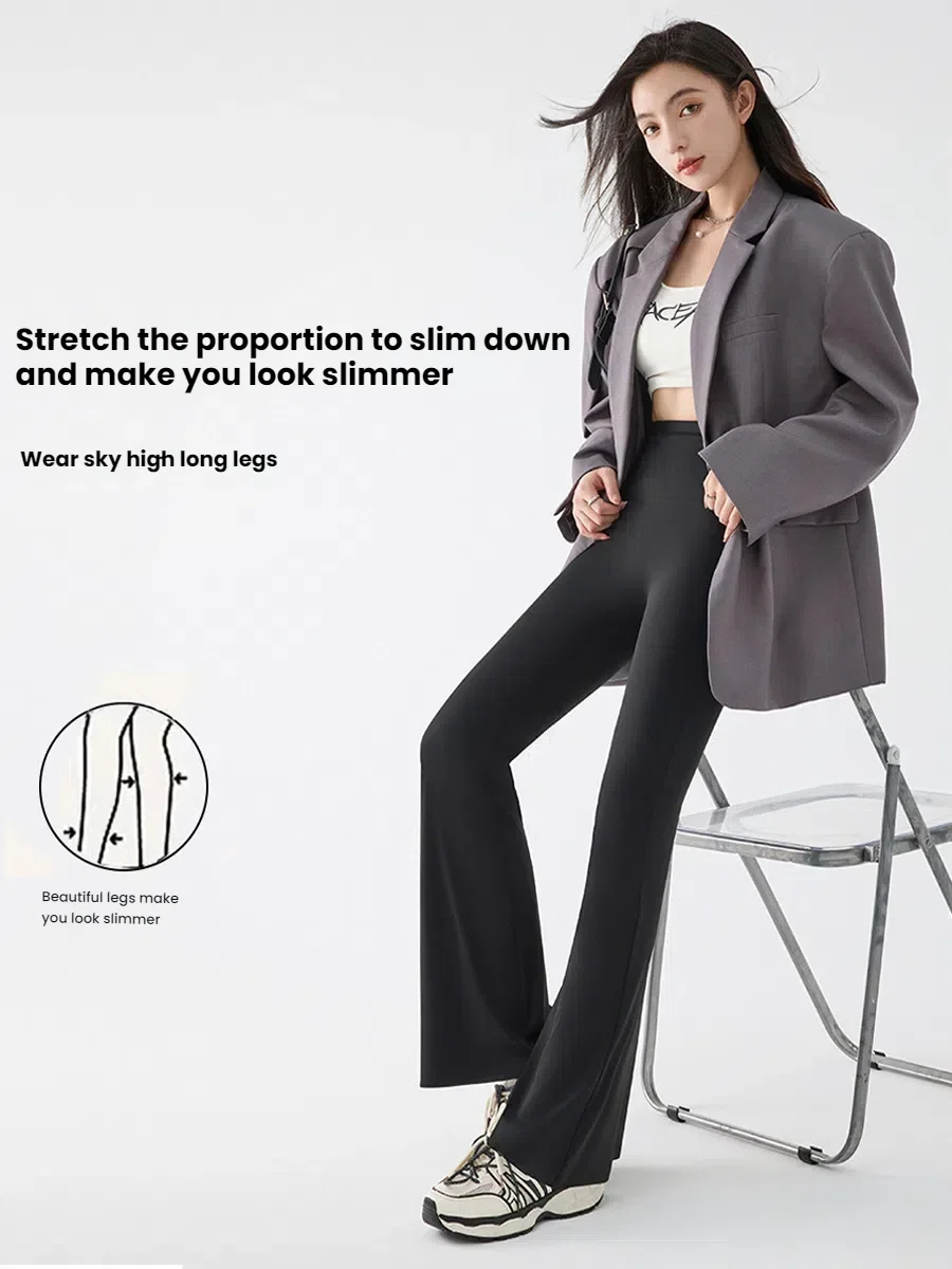 New High Waist Flared Shark Pants for Women Summer Stretchy Bootcut Shark Pants Retro Casual Trousers Streetwear Woman Clothes