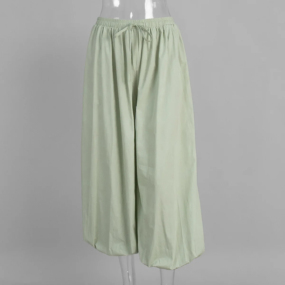 100% Cotton High Quality Women Casual High Waist Bloomers Long Pants Fashion Big Wide Leg Pants Women Clothes Trousers