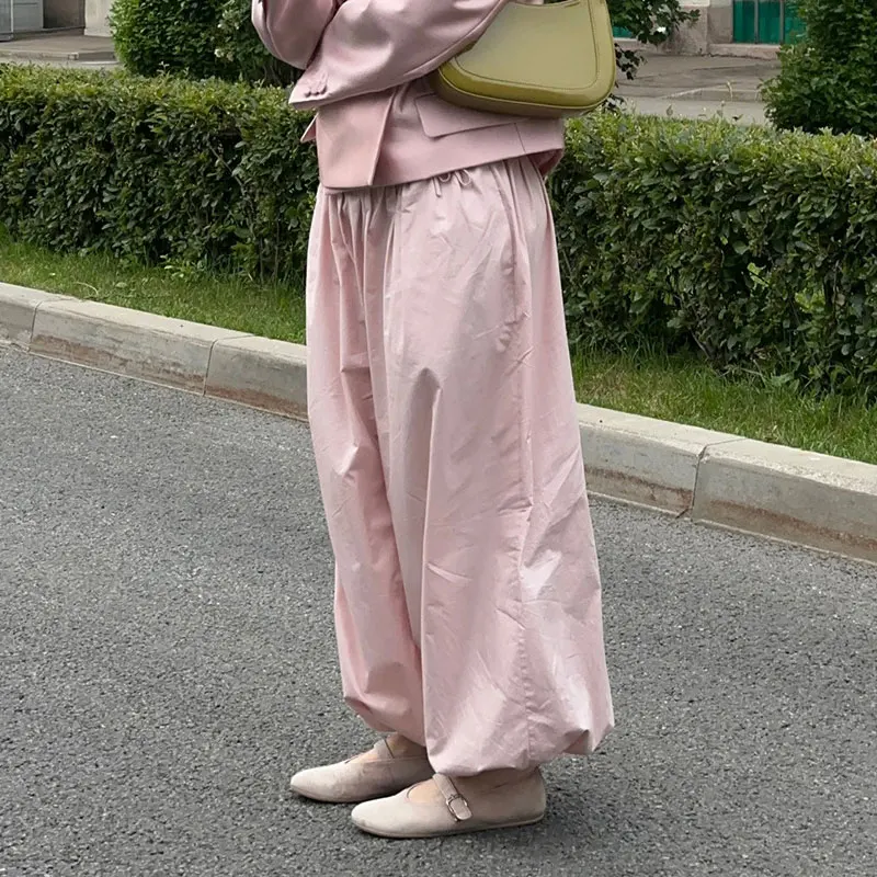 100% Cotton High Quality Women Casual High Waist Bloomers Long Pants Fashion Big Wide Leg Pants Women Clothes Trousers