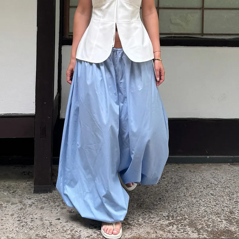 100% Cotton High Quality Women Casual High Waist Bloomers Long Pants Fashion Big Wide Leg Pants Women Clothes Trousers