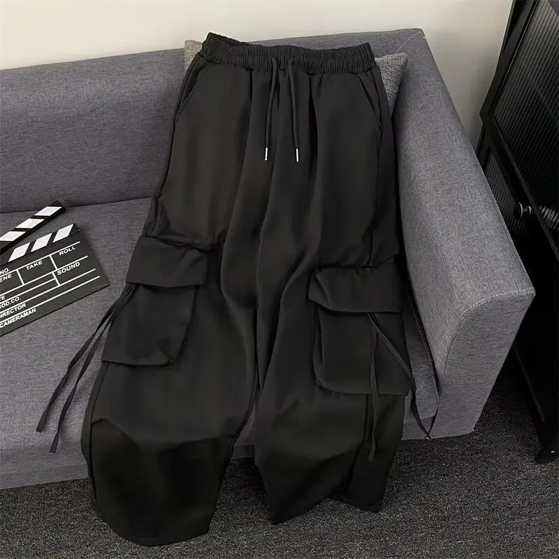 Oversized Pocket High Street Pant Black Vintage High Waist Women's Pants Fashion Retro Casual Streetwear Loose Jogger Trousers