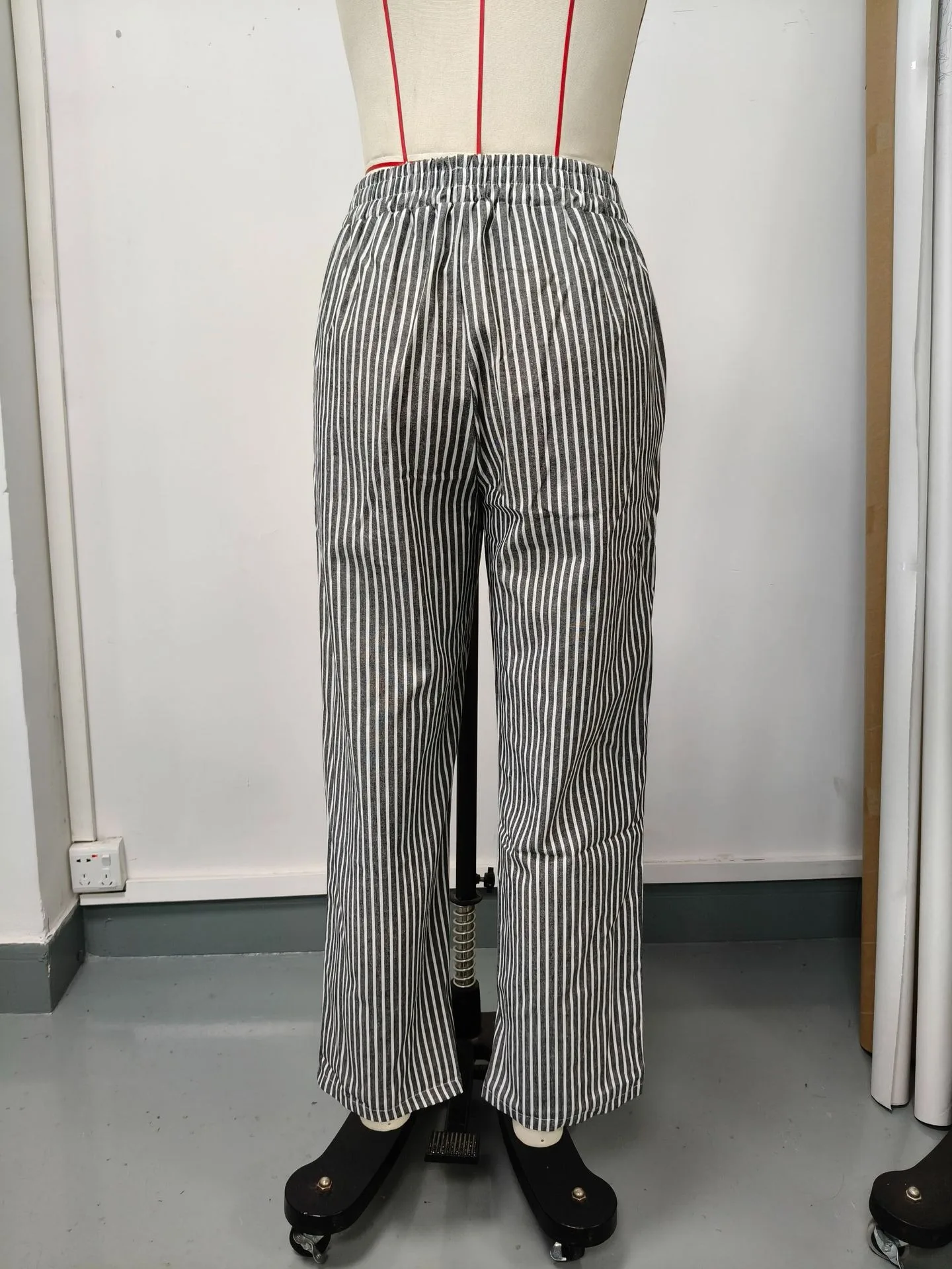 European and American Cross border Women's Summer New Fashionable Loose Stripe Printed Elastic Waist Drawstring Casual Pants