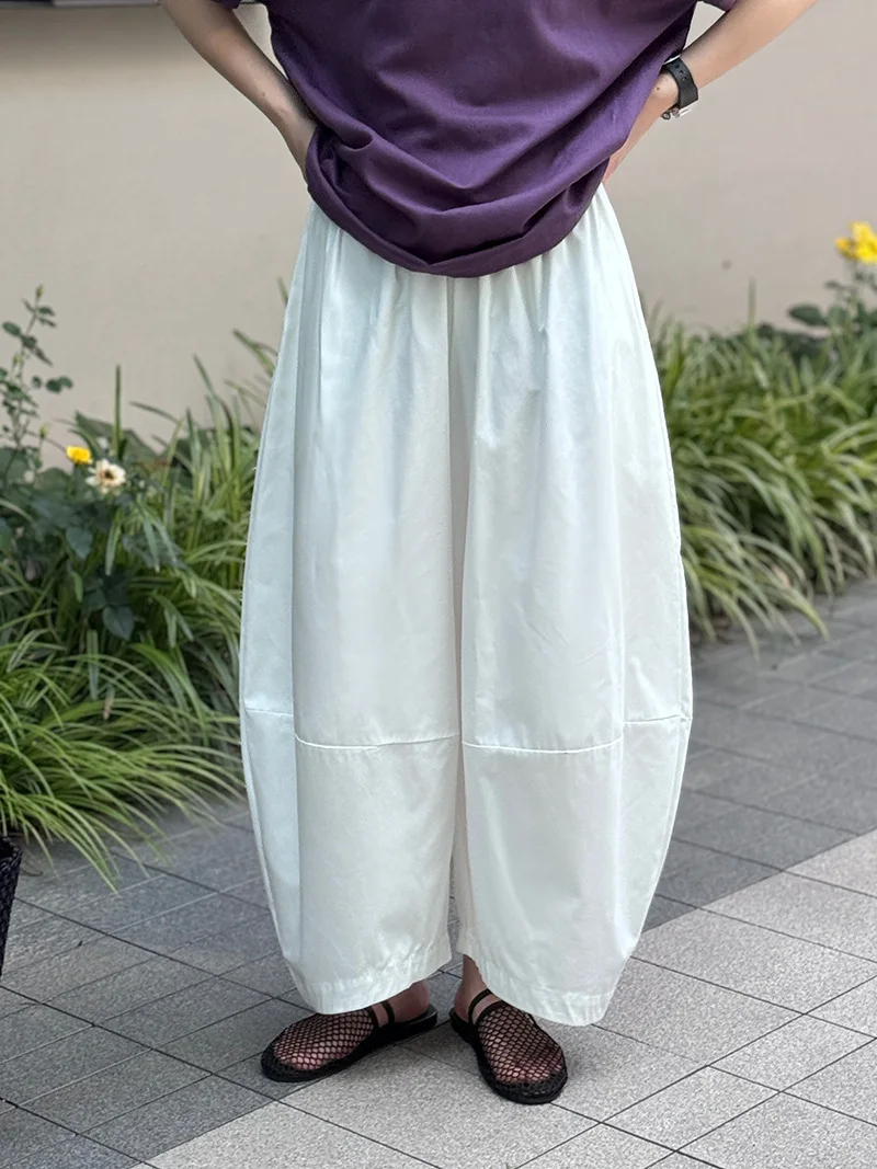[LANMREM] Minimalism High Waist Bloomers Pants Women Solid Office Lady Fashion Trousers Female Clothes 2025 Summer New 26D9690