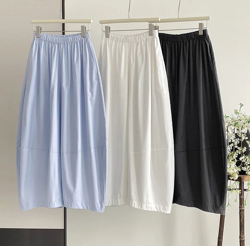 [LANMREM] Minimalism High Waist Bloomers Pants Women Solid Office Lady Fashion Trousers Female Clothes 2025 Summer New 26D9690
