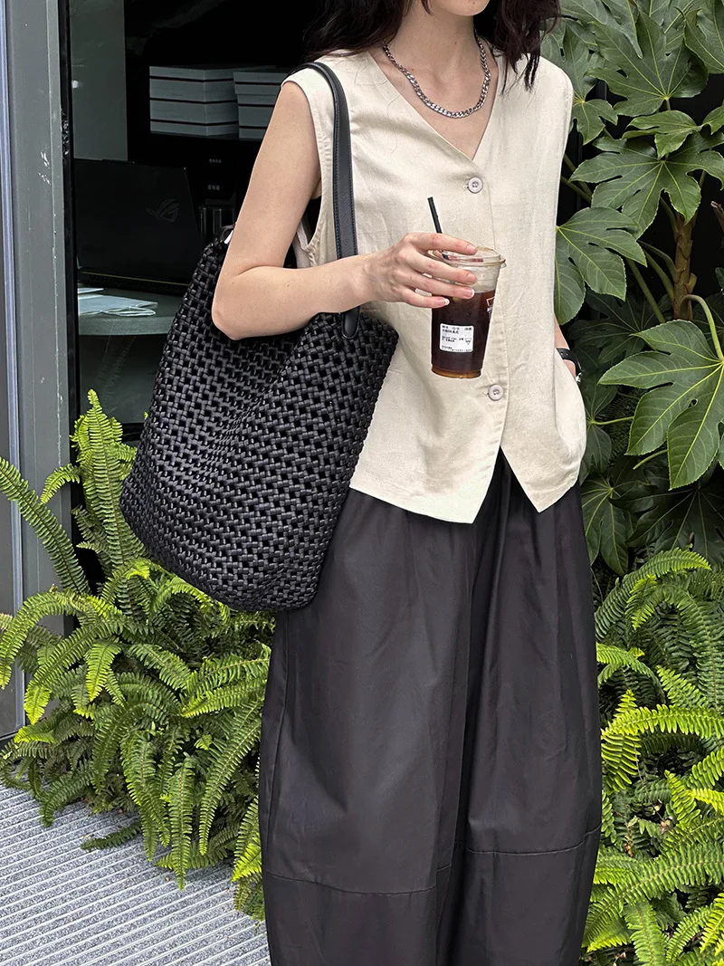[LANMREM] Minimalism High Waist Bloomers Pants Women Solid Office Lady Fashion Trousers Female Clothes 2025 Summer New 26D9690