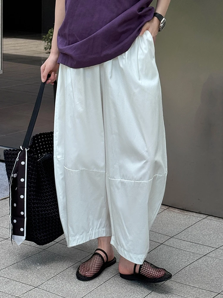 [LANMREM] Minimalism High Waist Bloomers Pants Women Solid Office Lady Fashion Trousers Female Clothes 2025 Summer New 26D9690