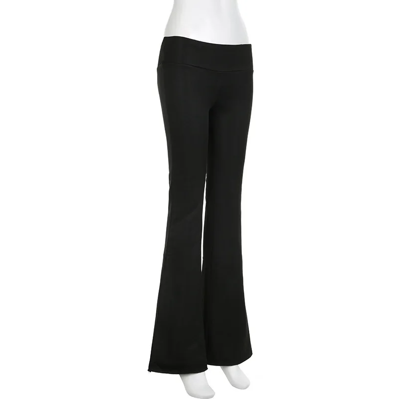 2025 Slim Low Waist Casual Sweatpants For Women Solid Simple Basic Flared Pants Sports Jogging Trousers