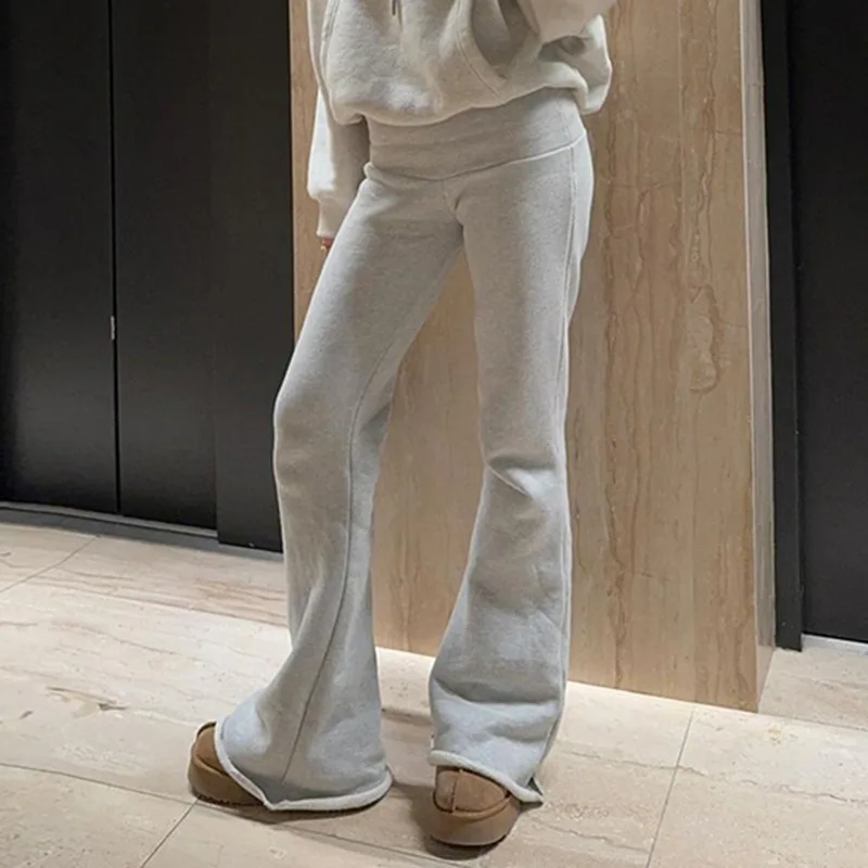 2025 Slim Low Waist Casual Sweatpants For Women Solid Simple Basic Flared Pants Sports Jogging Trousers