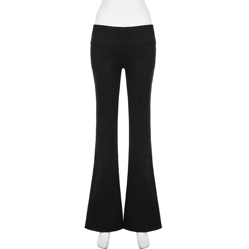 2025 Slim Low Waist Casual Sweatpants For Women Solid Simple Basic Flared Pants Sports Jogging Trousers