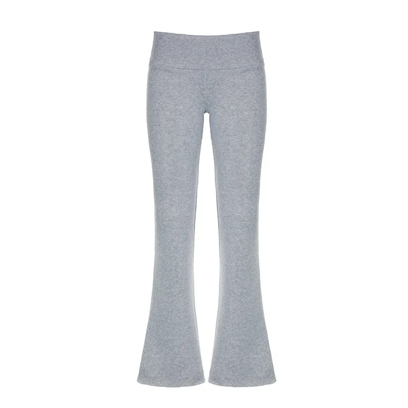 2025 Slim Low Waist Casual Sweatpants For Women Solid Simple Basic Flared Pants Sports Jogging Trousers