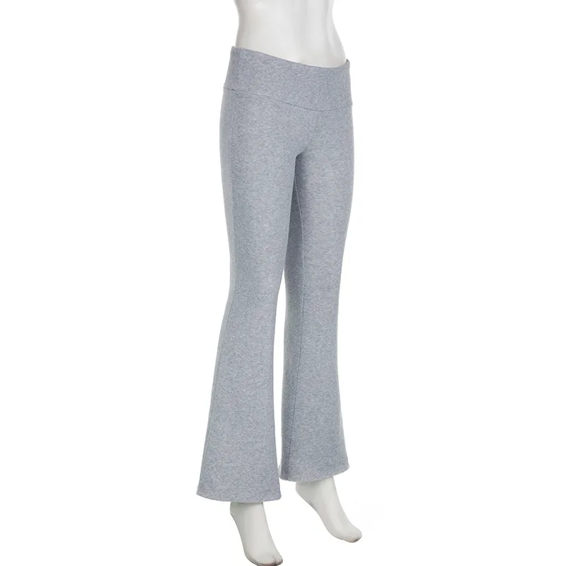 2025 Slim Low Waist Casual Sweatpants For Women Solid Simple Basic Flared Pants Sports Jogging Trousers