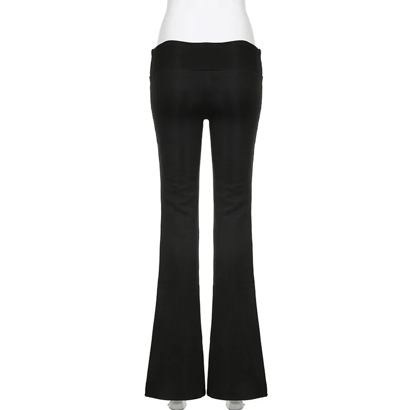 2025 Slim Low Waist Casual Sweatpants For Women Solid Simple Basic Flared Pants Sports Jogging Trousers