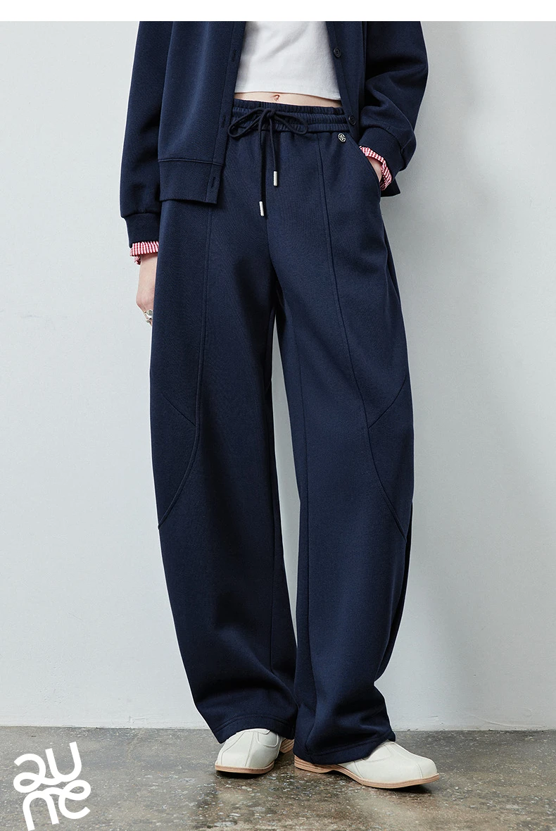 TOYOUTH Women's Lazy Academy Soft American Curved Leg Trousers 2026 Autumn New Arrival Paneled Design Pear Figure Shaping Pants