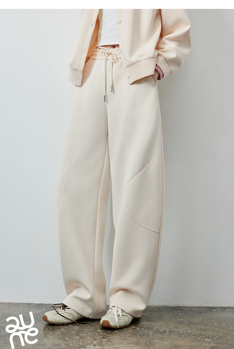 TOYOUTH Women's Lazy Academy Soft American Curved Leg Trousers 2026 Autumn New Arrival Paneled Design Pear Figure Shaping Pants