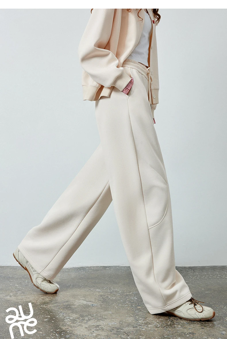 TOYOUTH Women's Lazy Academy Soft American Curved Leg Trousers 2026 Autumn New Arrival Paneled Design Pear Figure Shaping Pants