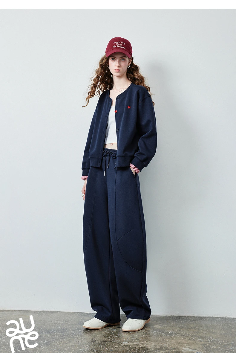 TOYOUTH Women's Lazy Academy Soft American Curved Leg Trousers 2026 Autumn New Arrival Paneled Design Pear Figure Shaping Pants
