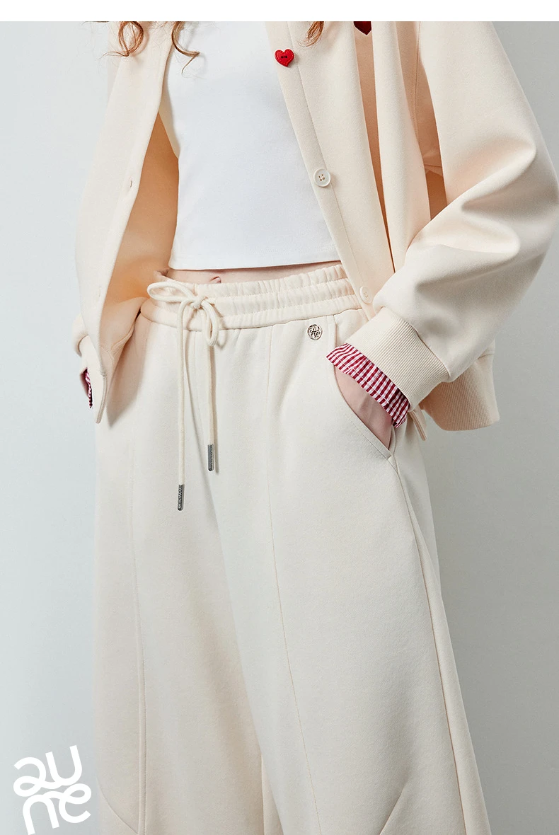 TOYOUTH Women's Lazy Academy Soft American Curved Leg Trousers 2026 Autumn New Arrival Paneled Design Pear Figure Shaping Pants