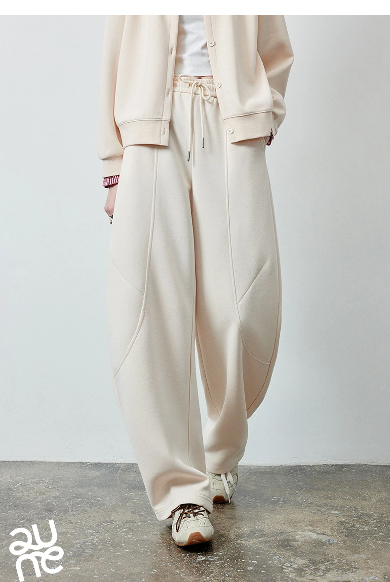 TOYOUTH Women's Lazy Academy Soft American Curved Leg Trousers 2026 Autumn New Arrival Paneled Design Pear Figure Shaping Pants
