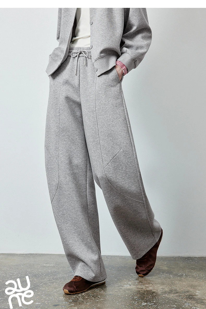 TOYOUTH Women's Lazy Academy Soft American Curved Leg Trousers 2026 Autumn New Arrival Paneled Design Pear Figure Shaping Pants