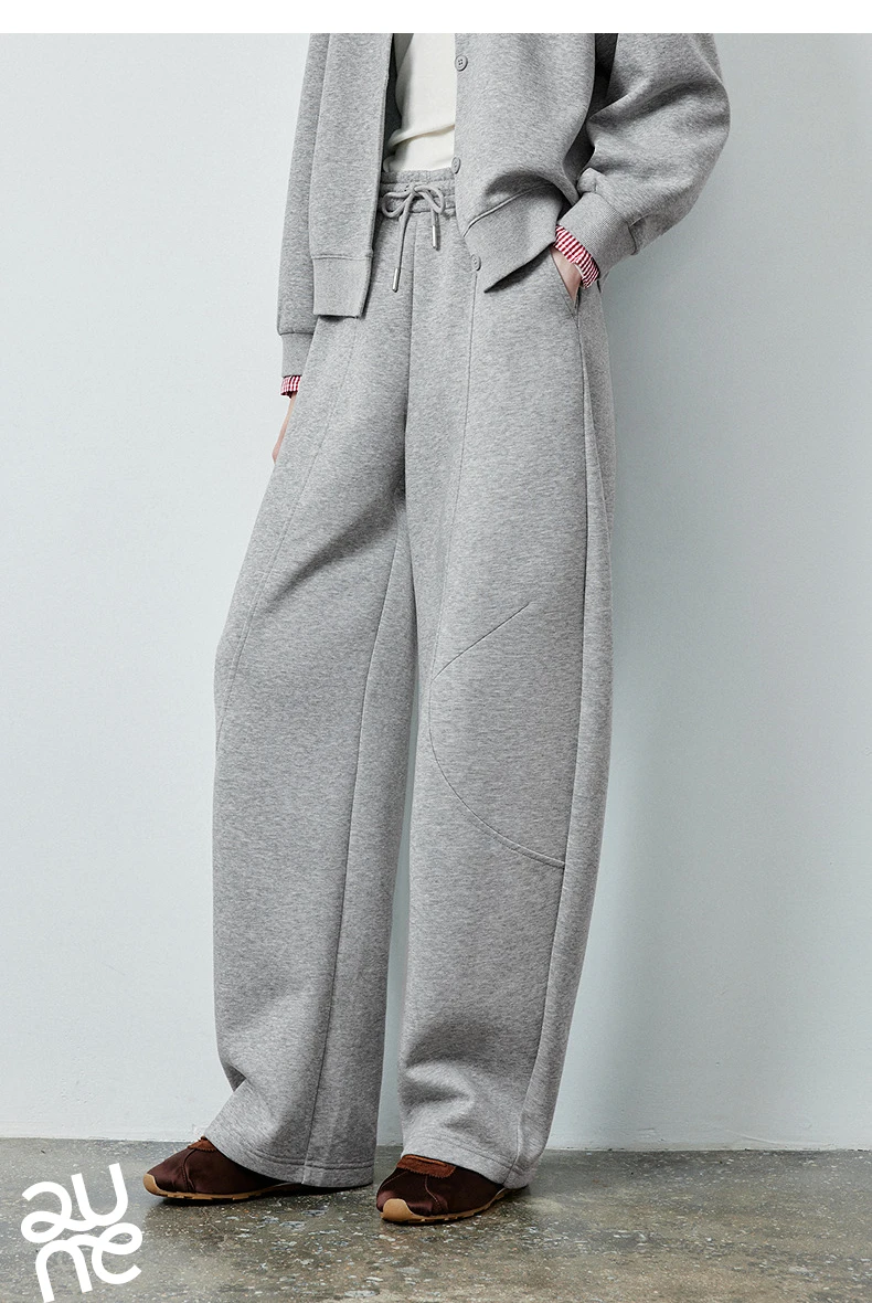 TOYOUTH Women's Lazy Academy Soft American Curved Leg Trousers 2026 Autumn New Arrival Paneled Design Pear Figure Shaping Pants