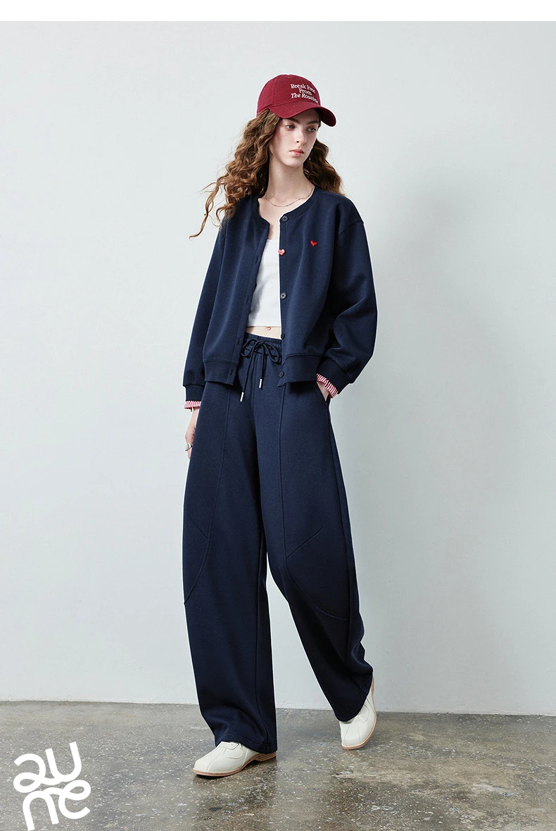 TOYOUTH Women's Lazy Academy Soft American Curved Leg Trousers 2026 Autumn New Arrival Paneled Design Pear Figure Shaping Pants
