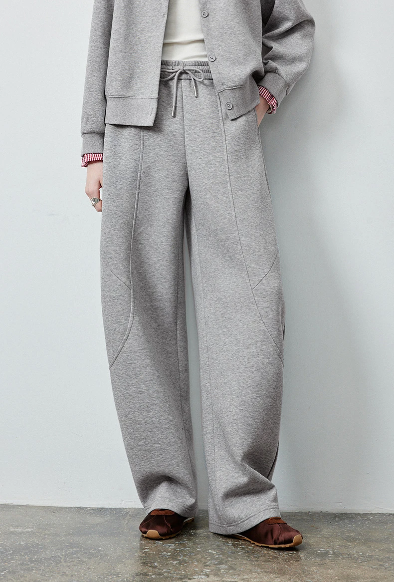 TOYOUTH Women's Lazy Academy Soft American Curved Leg Trousers 2026 Autumn New Arrival Paneled Design Pear Figure Shaping Pants