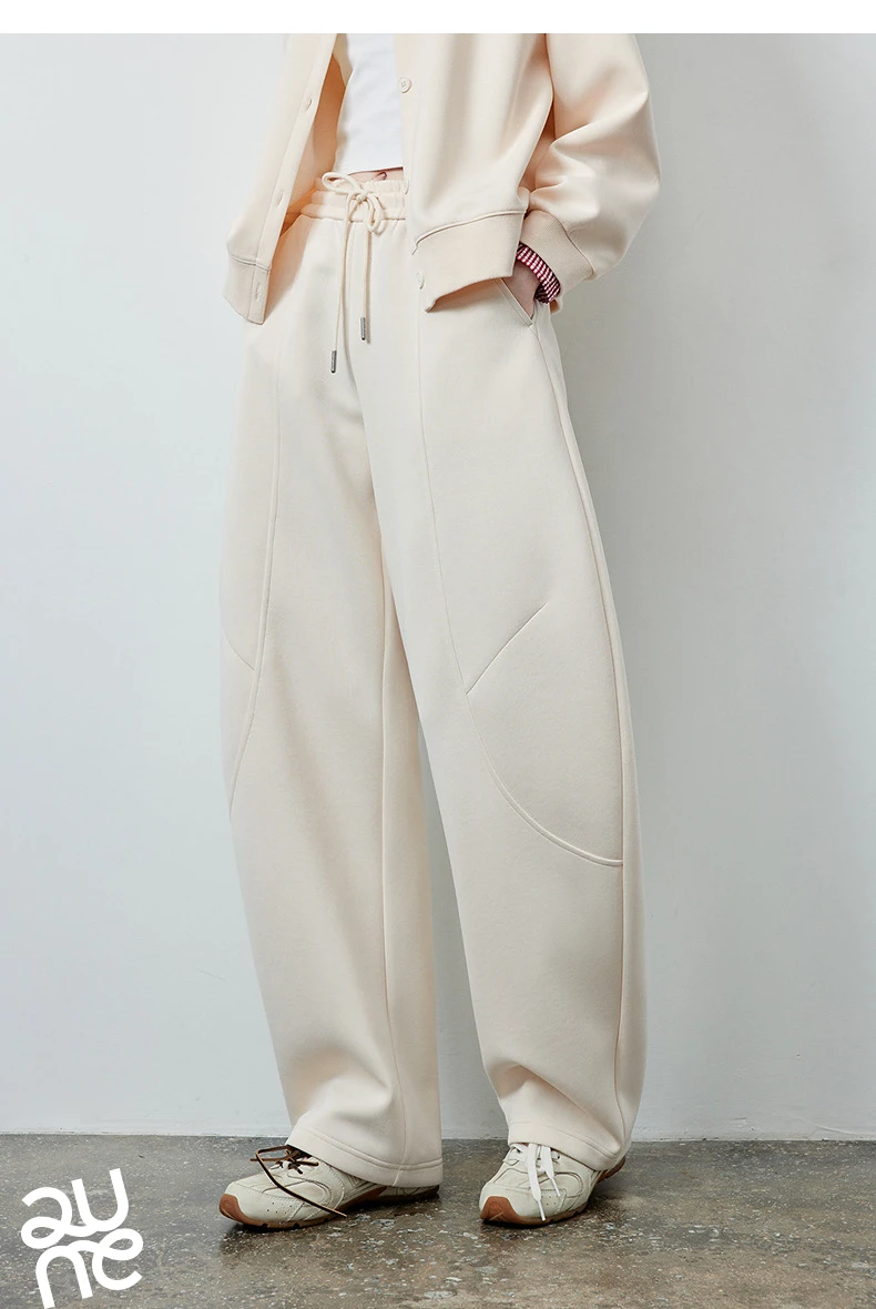 TOYOUTH Women's Lazy Academy Soft American Curved Leg Trousers 2026 Autumn New Arrival Paneled Design Pear Figure Shaping Pants
