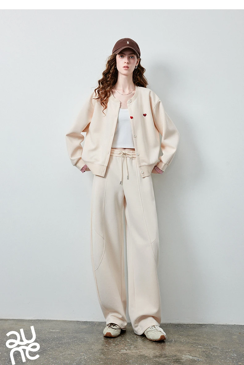 TOYOUTH Women's Lazy Academy Soft American Curved Leg Trousers 2026 Autumn New Arrival Paneled Design Pear Figure Shaping Pants