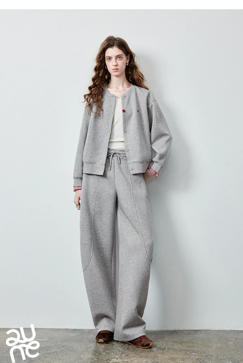 TOYOUTH Women's Lazy Academy Soft American Curved Leg Trousers 2026 Autumn New Arrival Paneled Design Pear Figure Shaping Pants