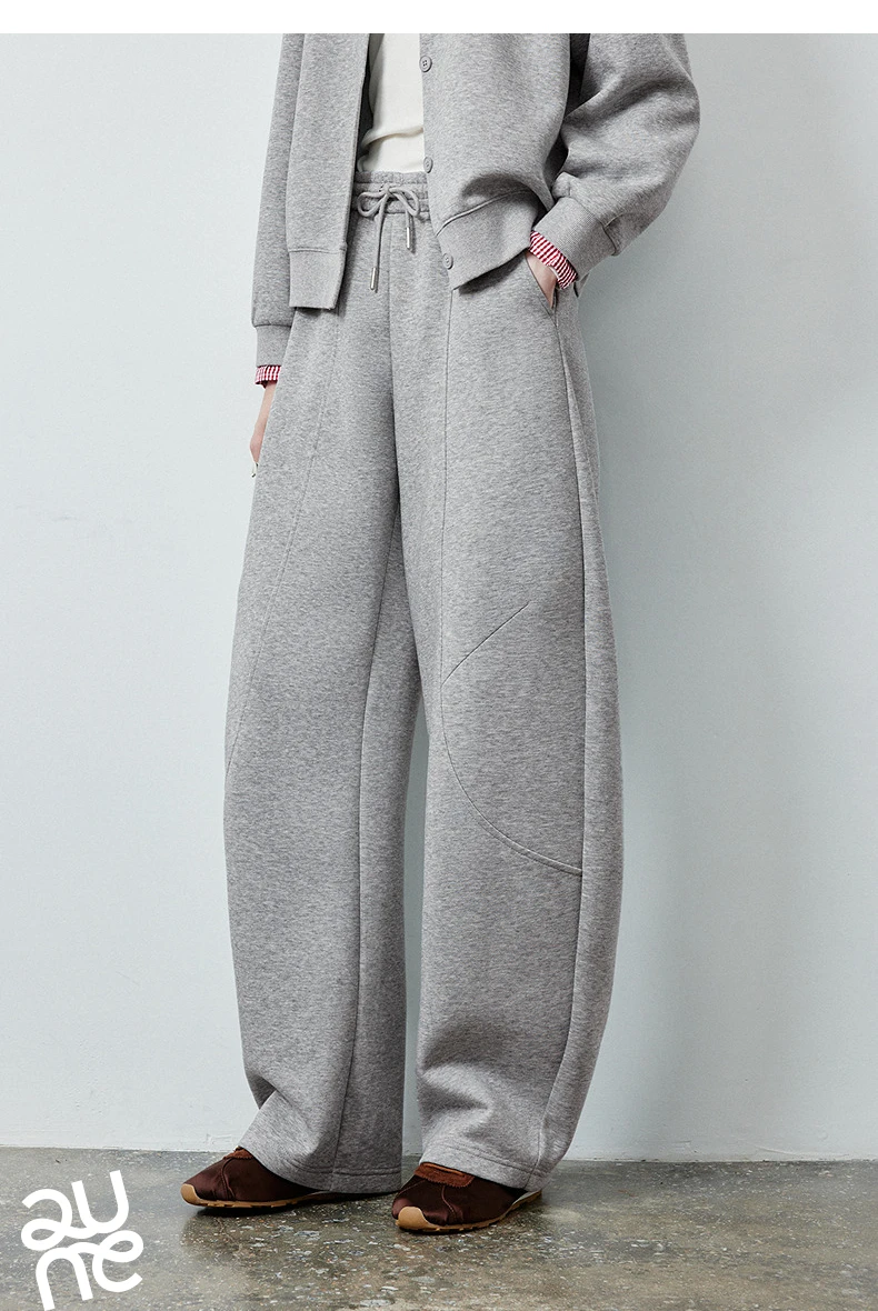 TOYOUTH Women's Lazy Academy Soft American Curved Leg Trousers 2026 Autumn New Arrival Paneled Design Pear Figure Shaping Pants