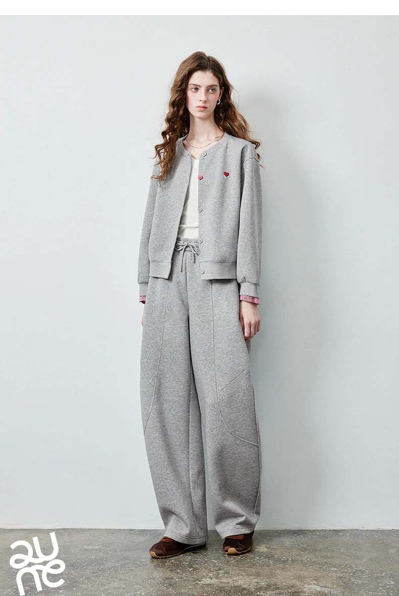 TOYOUTH Women's Lazy Academy Soft American Curved Leg Trousers 2026 Autumn New Arrival Paneled Design Pear Figure Shaping Pants