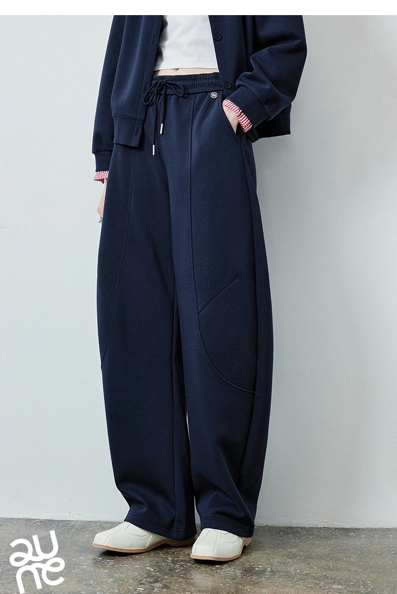 TOYOUTH Women's Lazy Academy Soft American Curved Leg Trousers 2026 Autumn New Arrival Paneled Design Pear Figure Shaping Pants