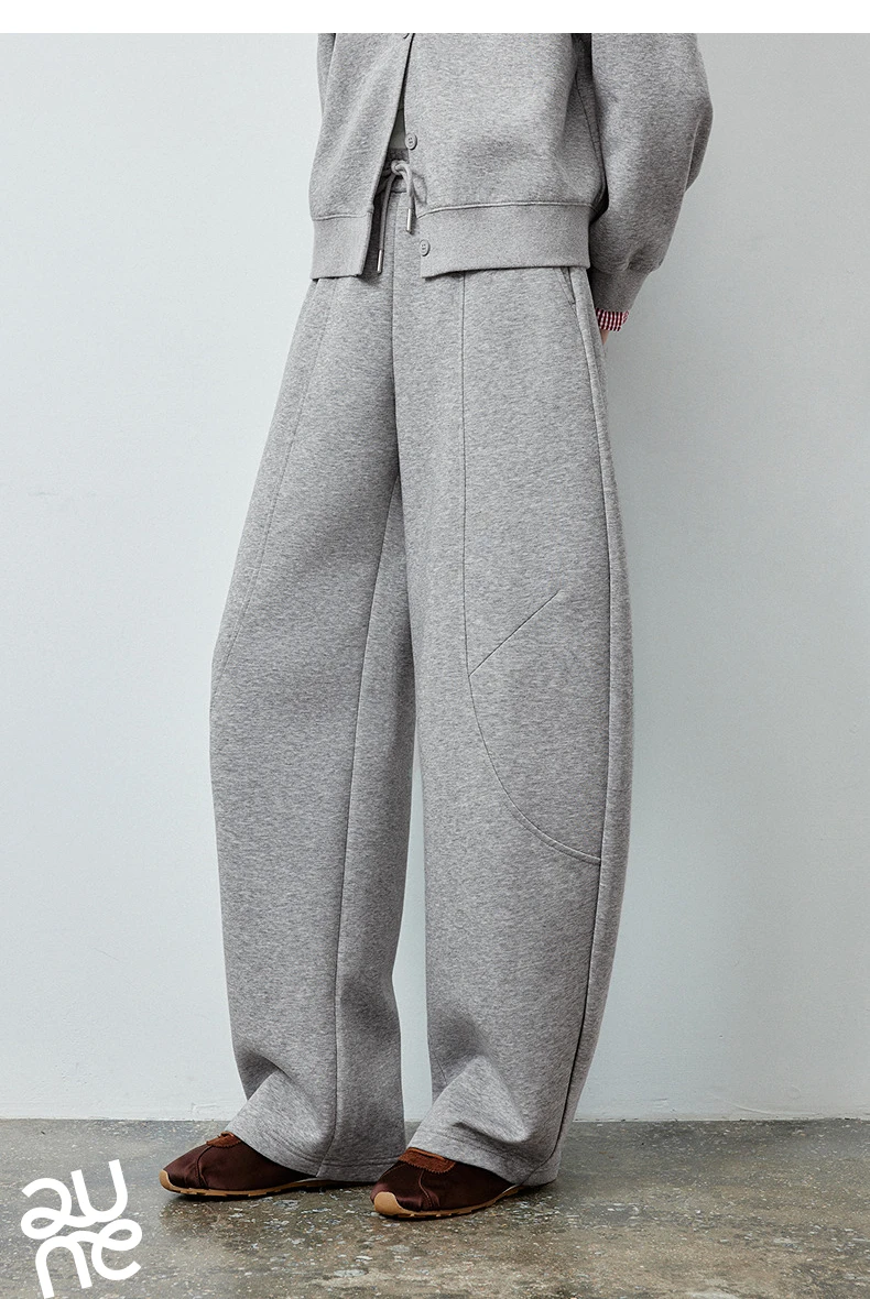 TOYOUTH Women's Lazy Academy Soft American Curved Leg Trousers 2026 Autumn New Arrival Paneled Design Pear Figure Shaping Pants