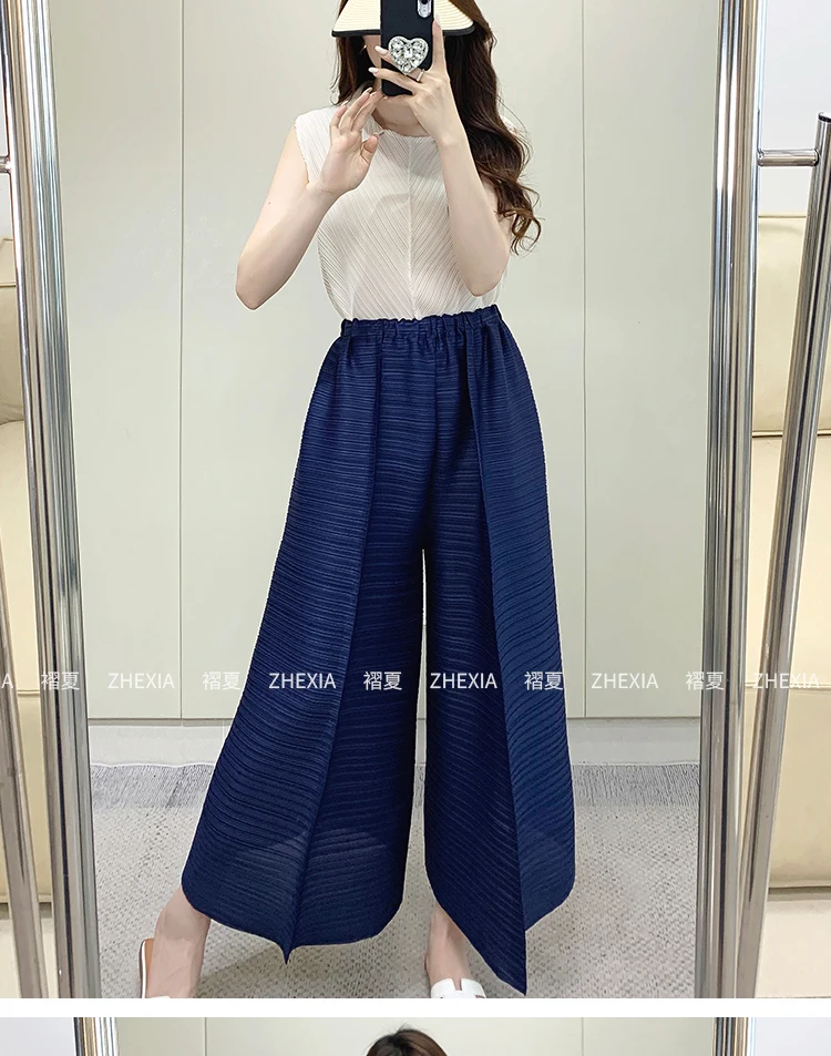Miyake Pleated Pants Women's 2024 Summer New Casual Loose Large Size Loose 9/4 Straight Leg Pants Women's Wear