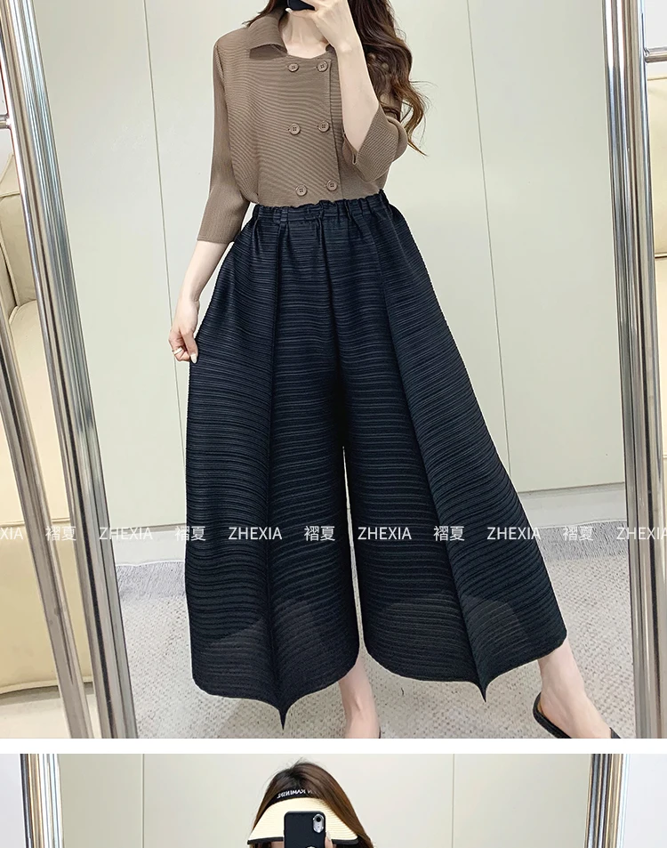 Miyake Pleated Pants Women's 2024 Summer New Casual Loose Large Size Loose 9/4 Straight Leg Pants Women's Wear