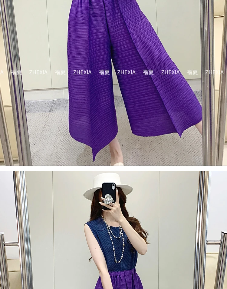 Miyake Pleated Pants Women's 2024 Summer New Casual Loose Large Size Loose 9/4 Straight Leg Pants Women's Wear