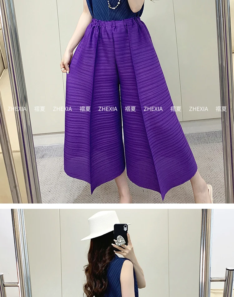 Miyake Pleated Pants Women's 2024 Summer New Casual Loose Large Size Loose 9/4 Straight Leg Pants Women's Wear