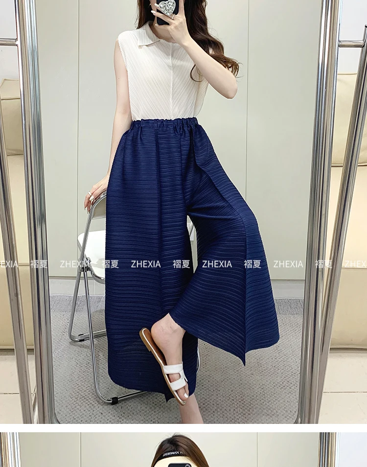 Miyake Pleated Pants Women's 2024 Summer New Casual Loose Large Size Loose 9/4 Straight Leg Pants Women's Wear