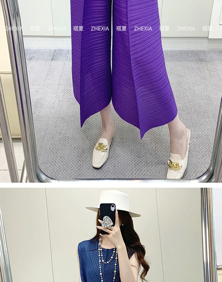 Miyake Pleated Pants Women's 2024 Summer New Casual Loose Large Size Loose 9/4 Straight Leg Pants Women's Wear