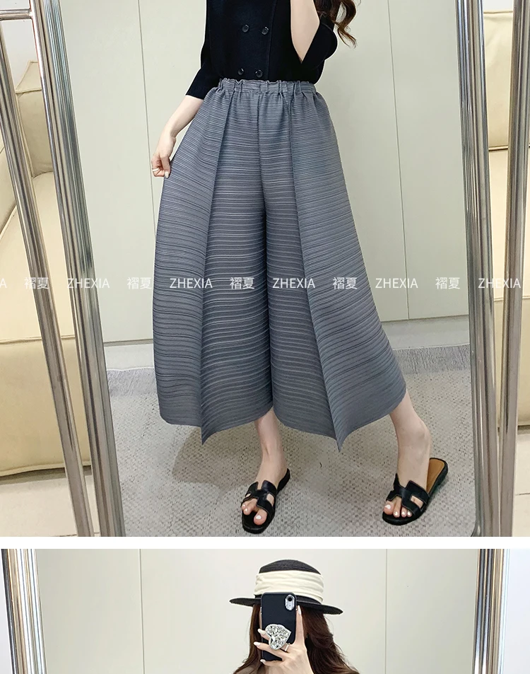 Miyake Pleated Pants Women's 2024 Summer New Casual Loose Large Size Loose 9/4 Straight Leg Pants Women's Wear
