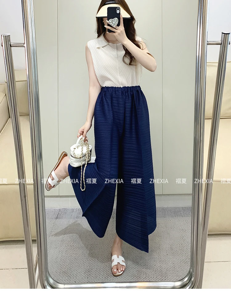 Miyake Pleated Pants Women's 2024 Summer New Casual Loose Large Size Loose 9/4 Straight Leg Pants Women's Wear